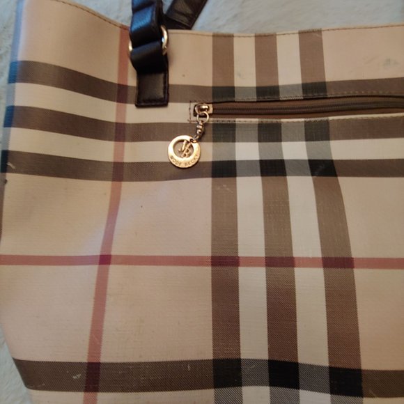 Mode Becky Earthtone Plaid Satchel Tote Bag - Picture 6 of 16